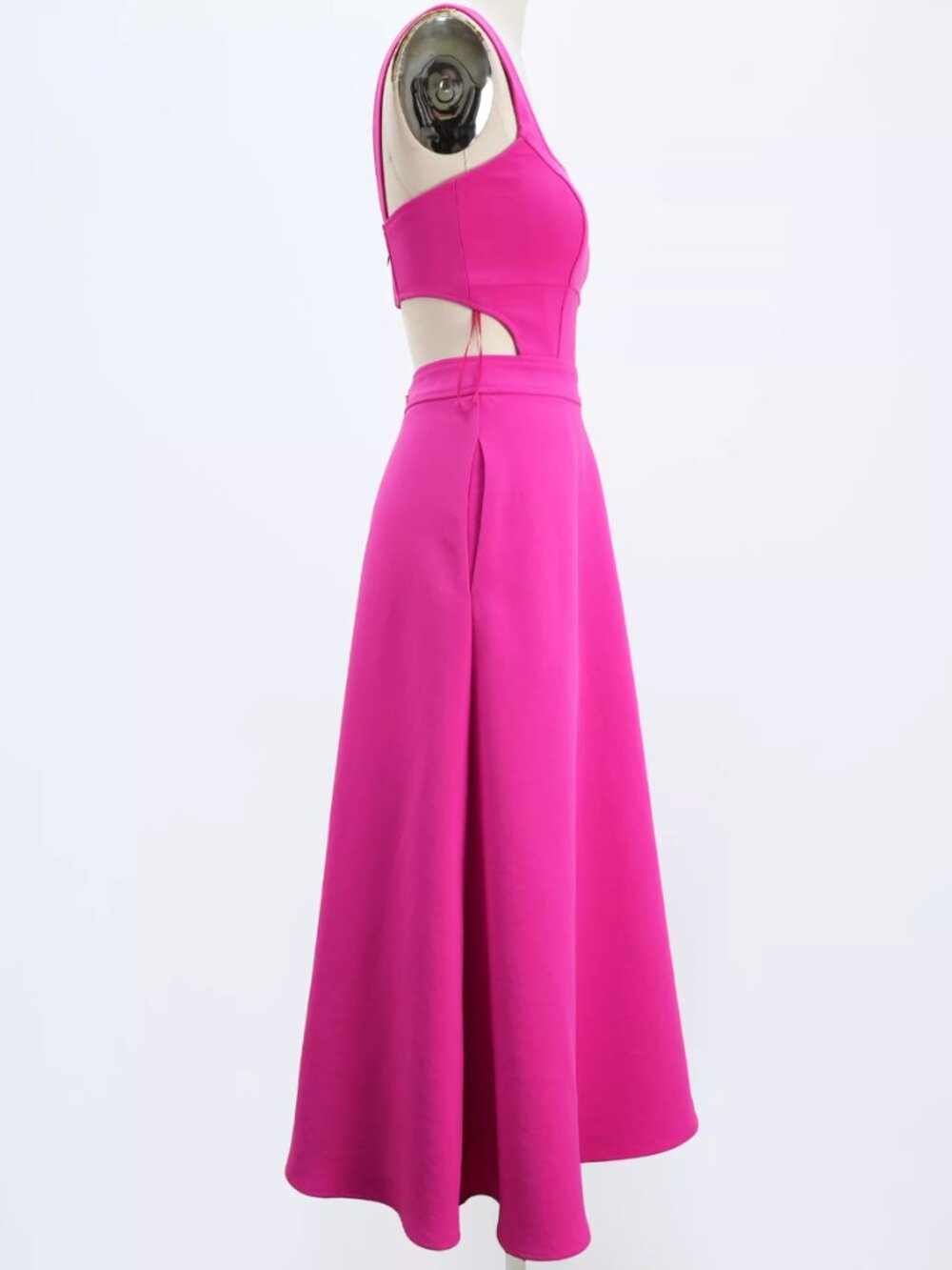 REISS Dina Waisted Midi Dress 0/4/6/8 Raspberry Pink Classic Party - Picture 8 of 11